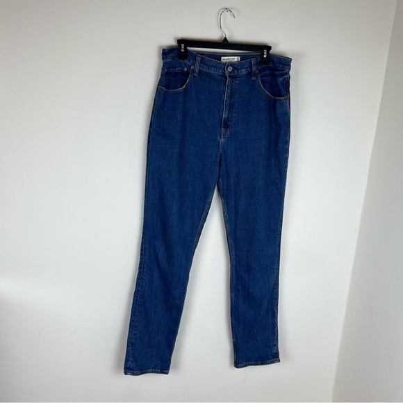 Abercrombie & Fitch 90s Slim Straight Jeans Dark Wash Curve Love Size 32/14 Long - Picture 3 of 7